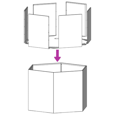 Plantenbak zeshoek 46x40x45 cm roestvrijstaal - AllerleiShop