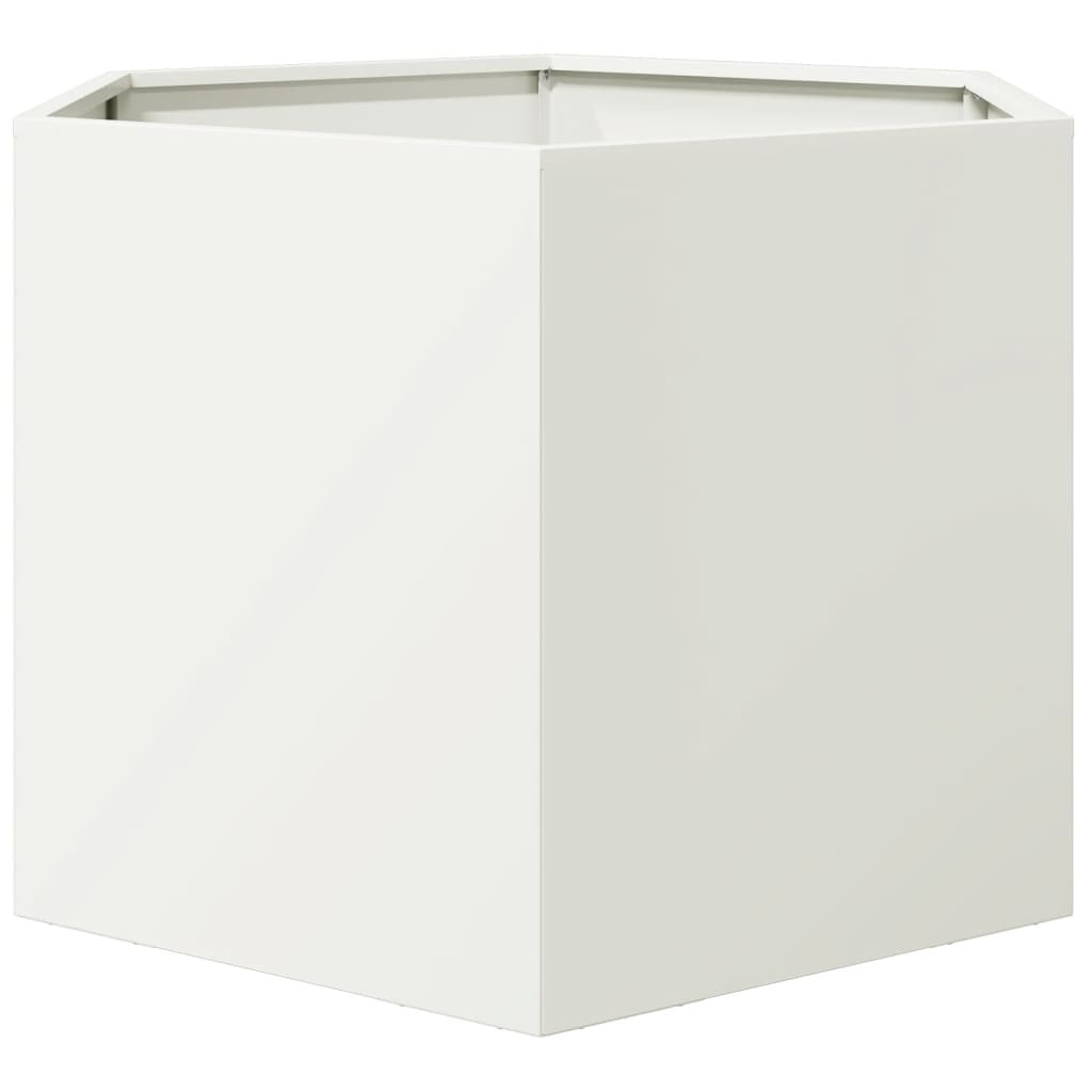 Plantenbak zeshoek 69x60x45 cm staal wit - AllerleiShop