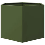 Plantenbak zeshoek 69x60x45 cm staal olijfgroen - AllerleiShop