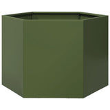 Plantenbak zeshoek 69x60x45 cm staal olijfgroen - AllerleiShop