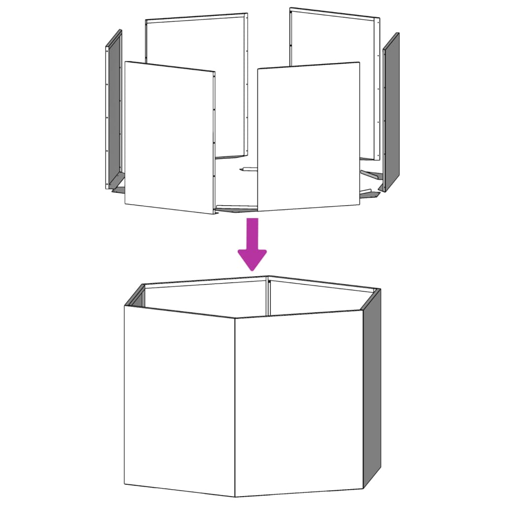 Plantenbak zeshoek 69x60x45 cm roestvrijstaal - AllerleiShop