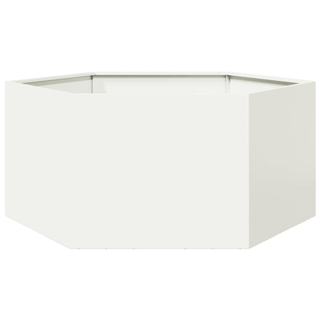 Plantenbak zeshoek 104x90x45 cm staal wit - AllerleiShop