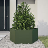 Plantenbak zeshoek 104x90x45 cm staal olijfgroen - AllerleiShop