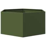 Plantenbak zeshoek 104x90x45 cm staal olijfgroen - AllerleiShop