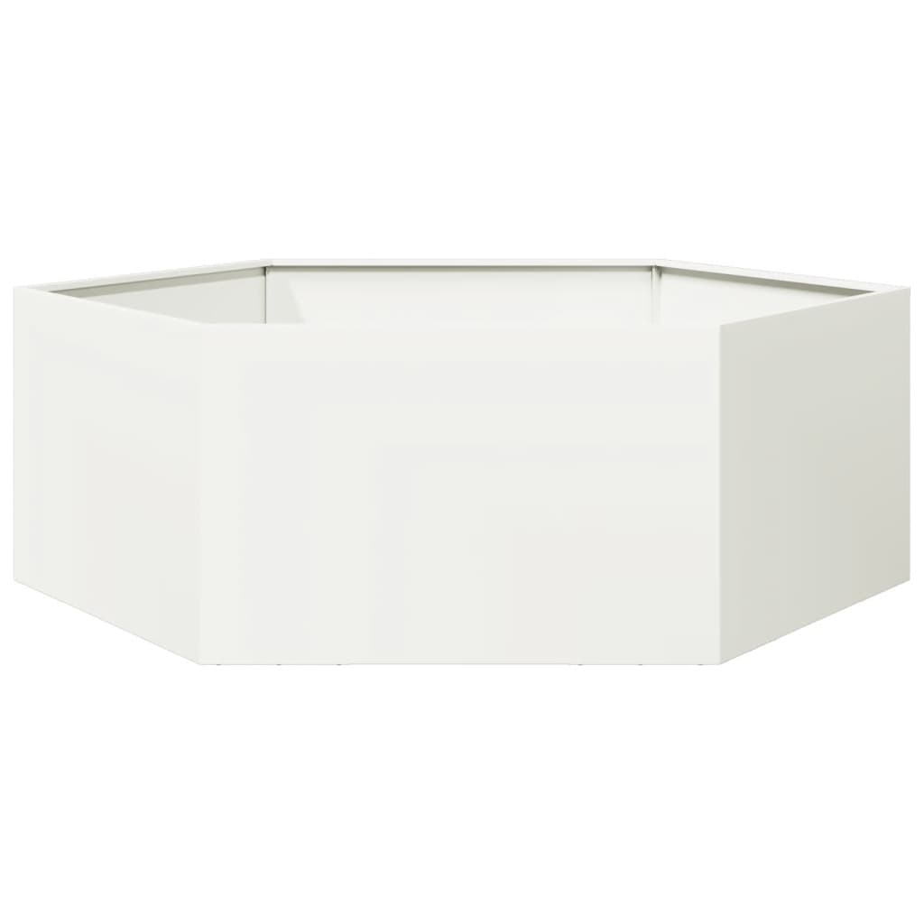 Plantenbak zeshoek 138x120x45 cm staal wit - AllerleiShop