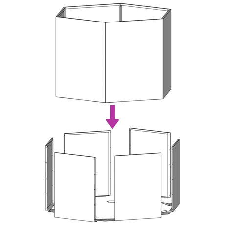 Plantenbak zeshoek 138x120x45 cm staal wit - AllerleiShop