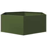 Plantenbak zeshoek 138x120x45 cm staal olijfgroen - AllerleiShop