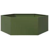 Plantenbak zeshoek 138x120x45 cm staal olijfgroen - AllerleiShop