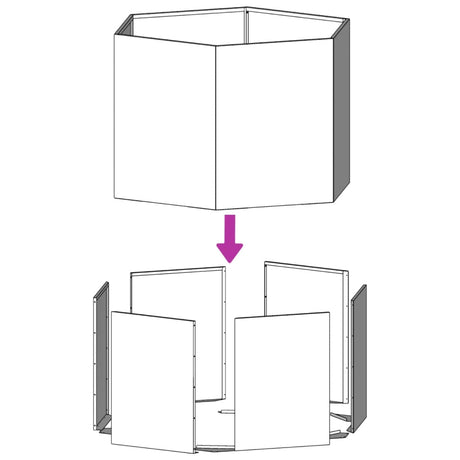 Plantenbak zeshoek 138x120x45 cm roestvrijstaal - AllerleiShop