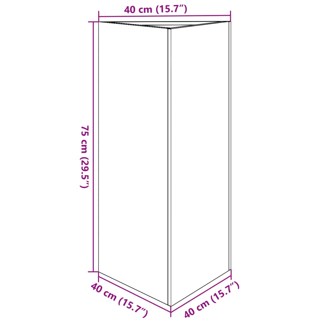 Plantenbak driehoek 40x34,5x70 cm staal zwart - AllerleiShop