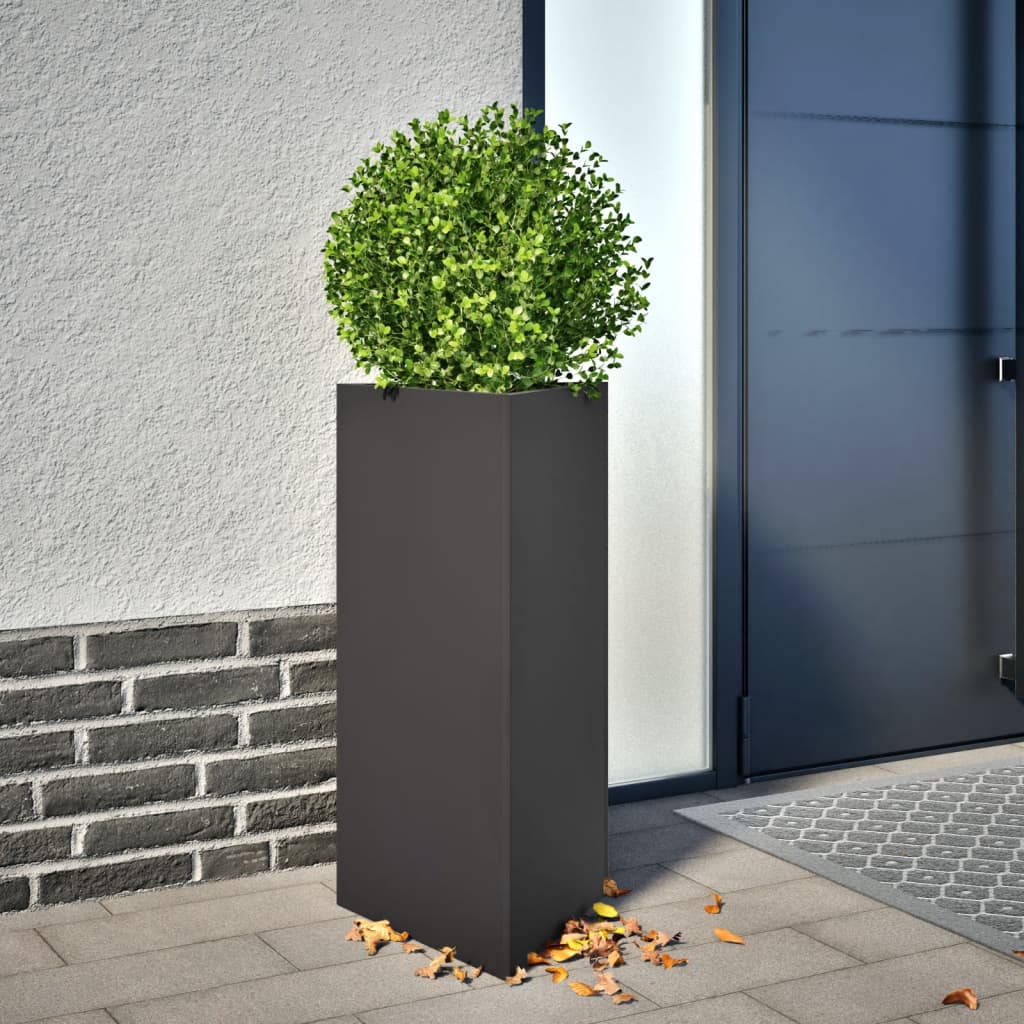 Plantenbakken 2 st driehoek 40x34,5x70 cm staal zwart - AllerleiShop