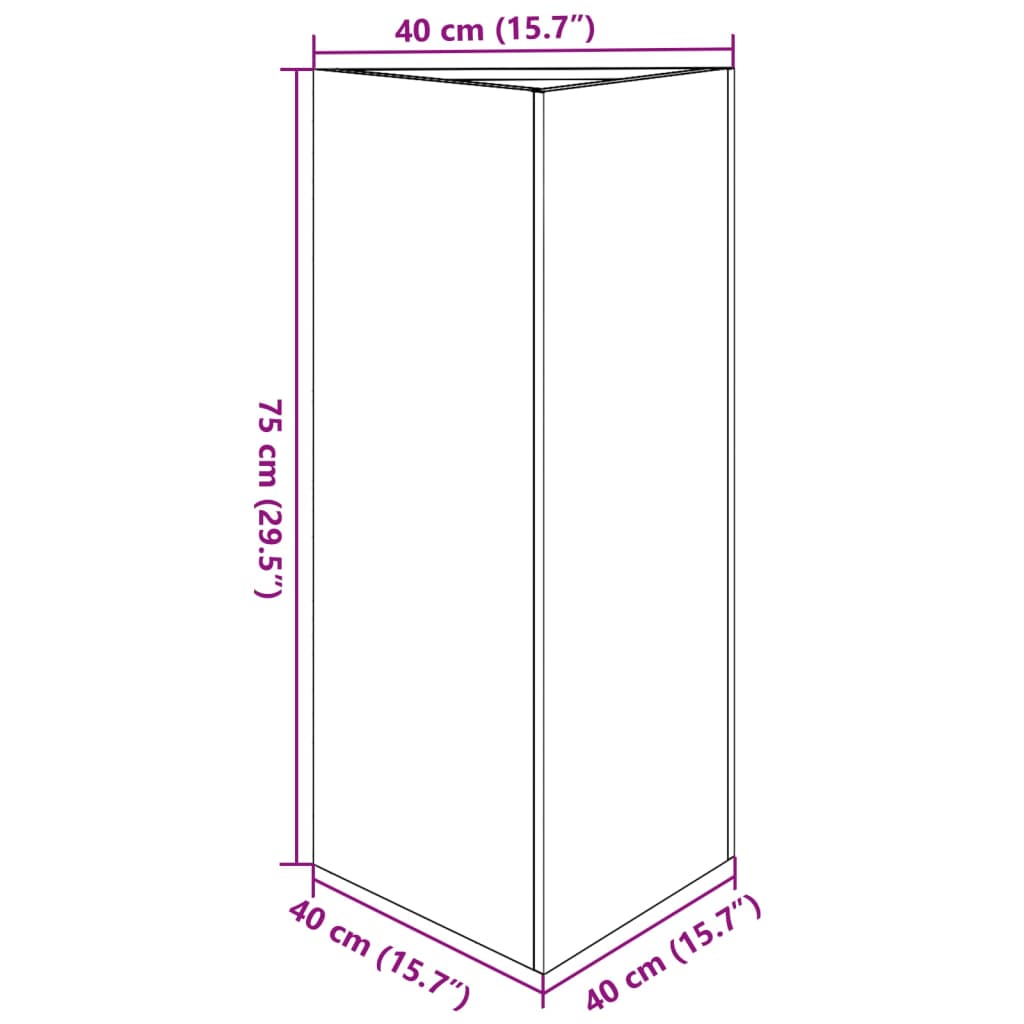 Plantenbak driehoek 40x34,5x70 cm staal wit - AllerleiShop