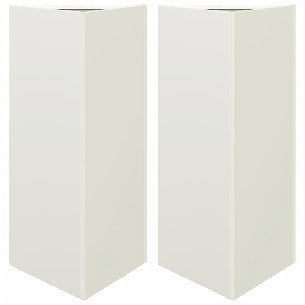 Plantenbakken 2 st driehoek 40x34,5x70 cm staal wit - AllerleiShop