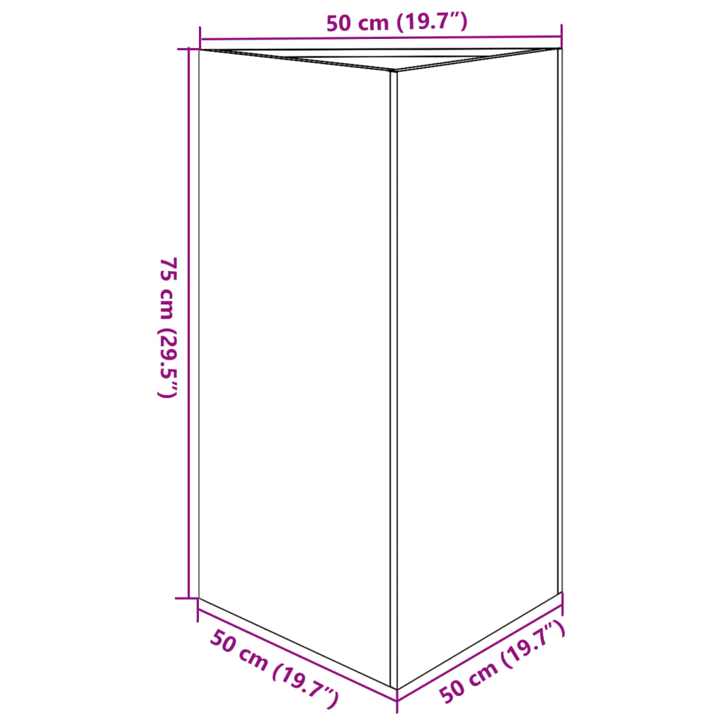 Plantenbak driehoek 50x43x75 cm staal zwart - AllerleiShop