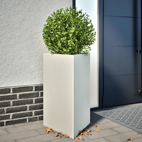 Plantenbak driehoek 50x43x75 cm staal wit - AllerleiShop