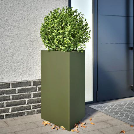 Plantenbak driehoek 50x43x75 cm staal olijfgroen - AllerleiShop