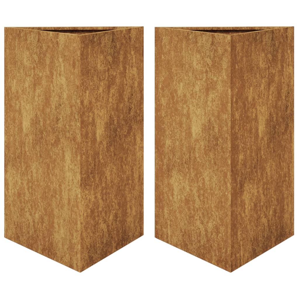 Plantenbakken 2 st driehoek 50x43x75 cm cortenstaal - AllerleiShop