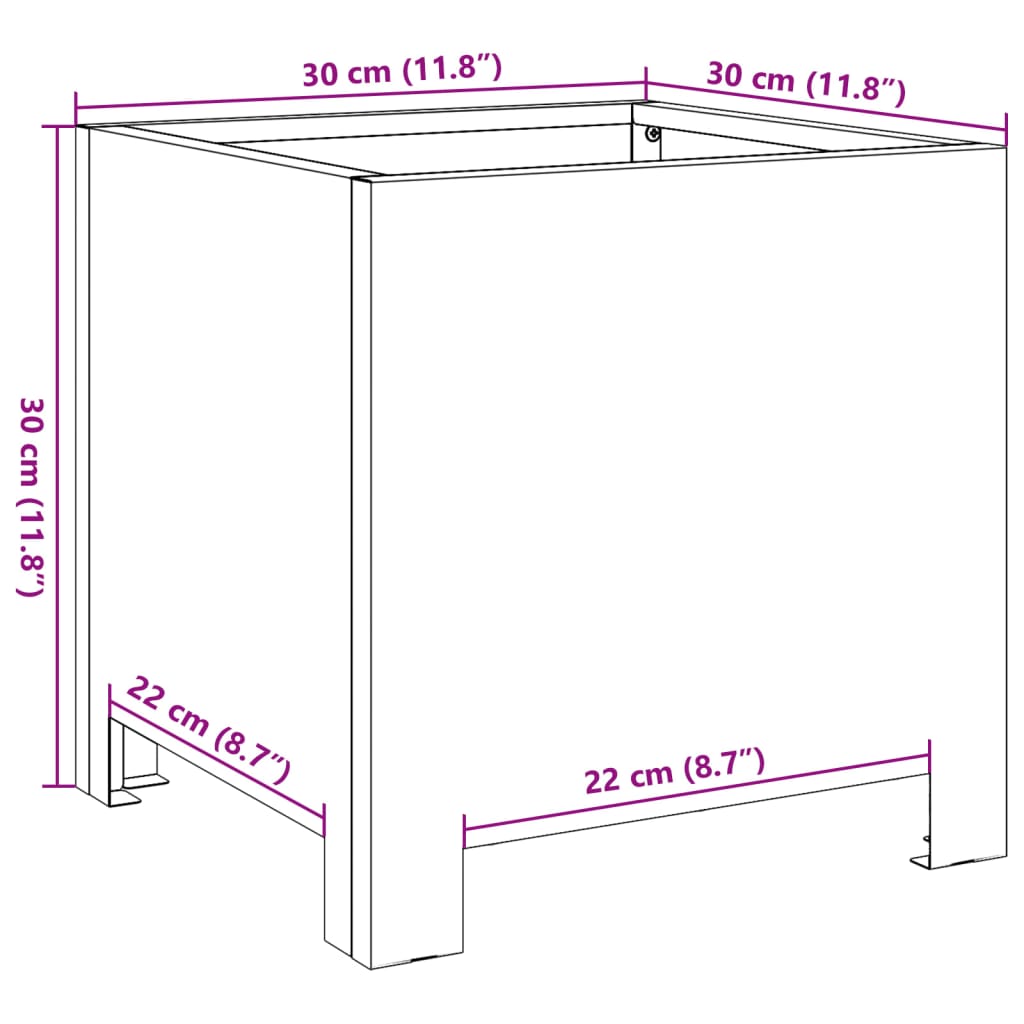 Plantenbak 30x30x30 cm staal zwart - AllerleiShop