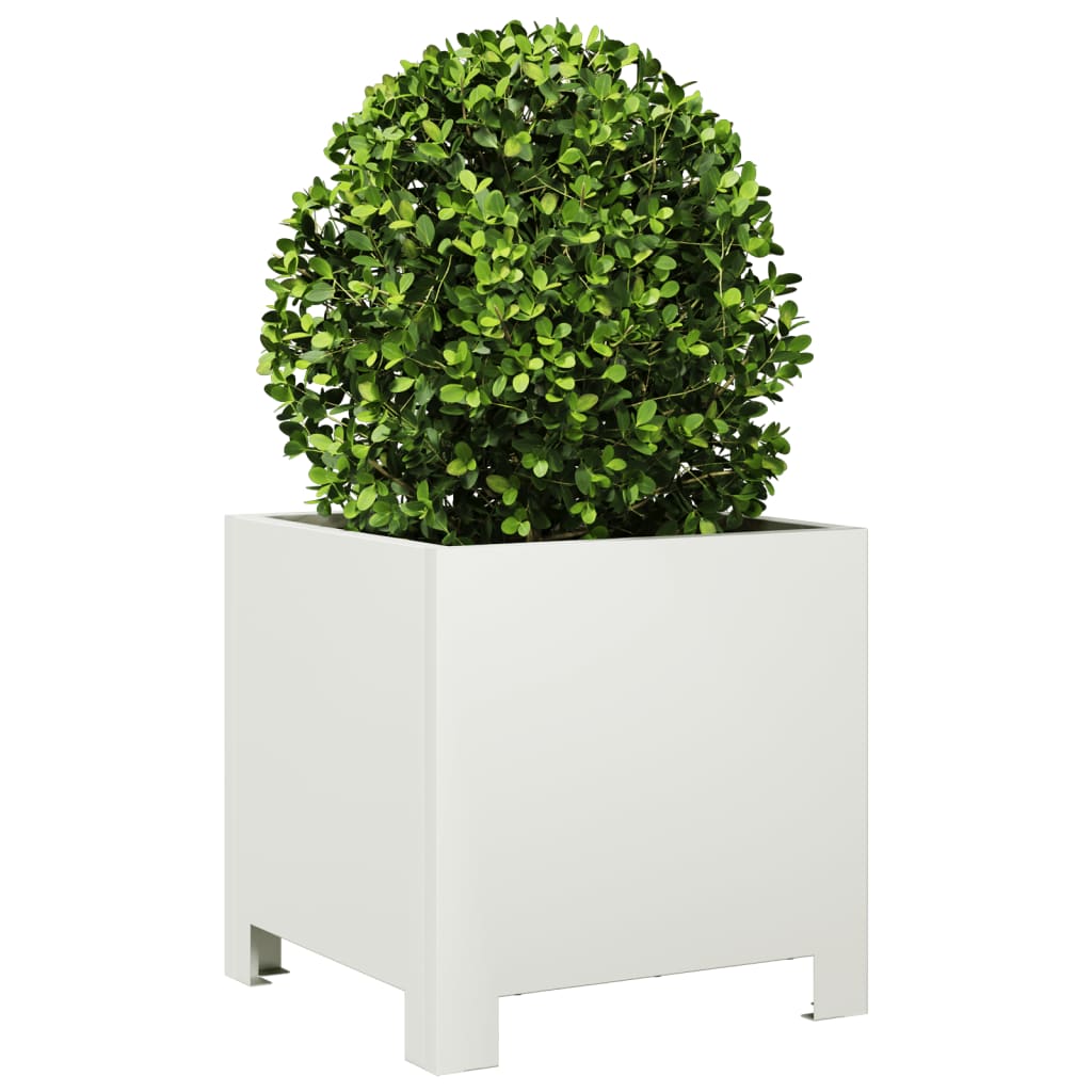 Plantenbakken 2 st 30x30x30 cm staal wit - AllerleiShop