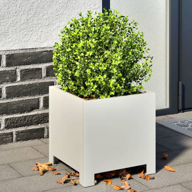 Plantenbakken 2 st 30x30x30 cm staal wit - AllerleiShop