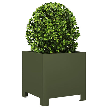 Plantenbak 30x30x30 cm staal olijfgroen - AllerleiShop