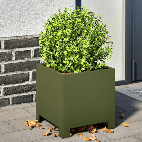 Plantenbak 30x30x30 cm staal olijfgroen - AllerleiShop