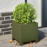 Plantenbakken 2 st 30x30x30 cm staal olijfgroen - AllerleiShop