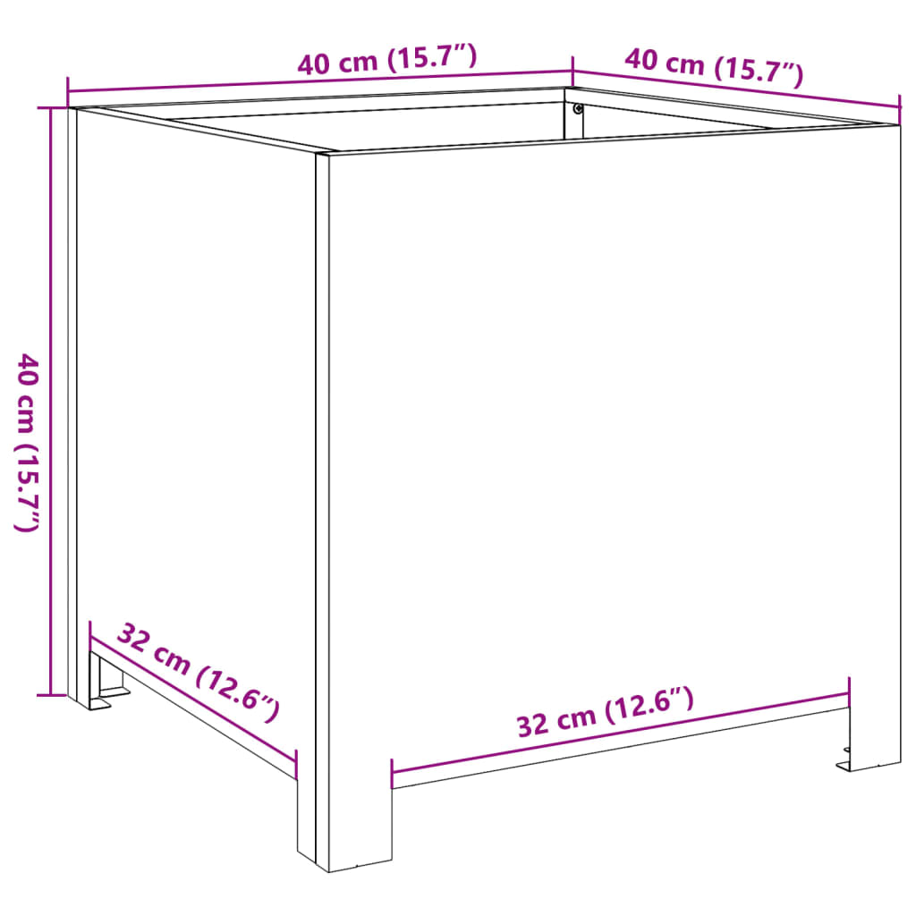 Plantenbak 40x40x40 cm staal zwart - AllerleiShop