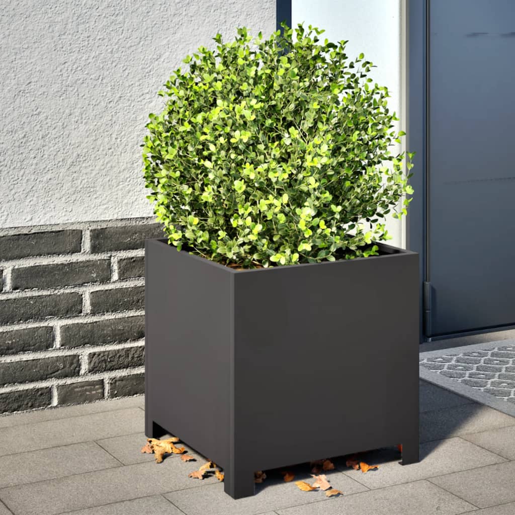 Plantenbakken 2 st 40x40x40 cm staal zwart - AllerleiShop