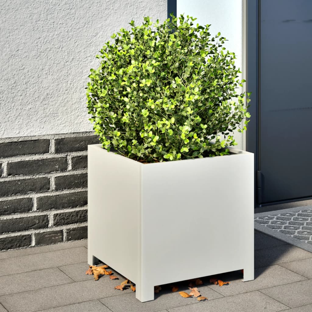 Plantenbak 40x40x40 cm staal wit - AllerleiShop