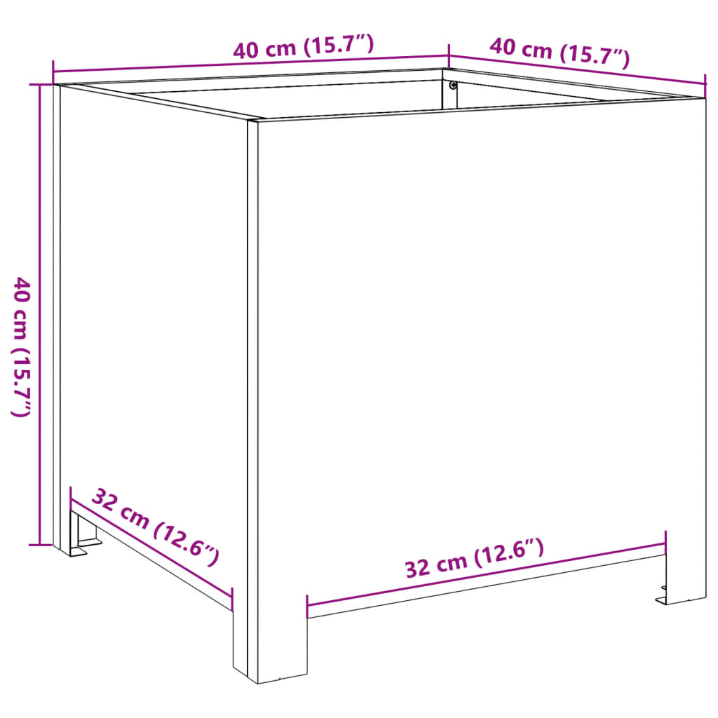 Plantenbak 40x40x40 cm staal olijfgroen - AllerleiShop