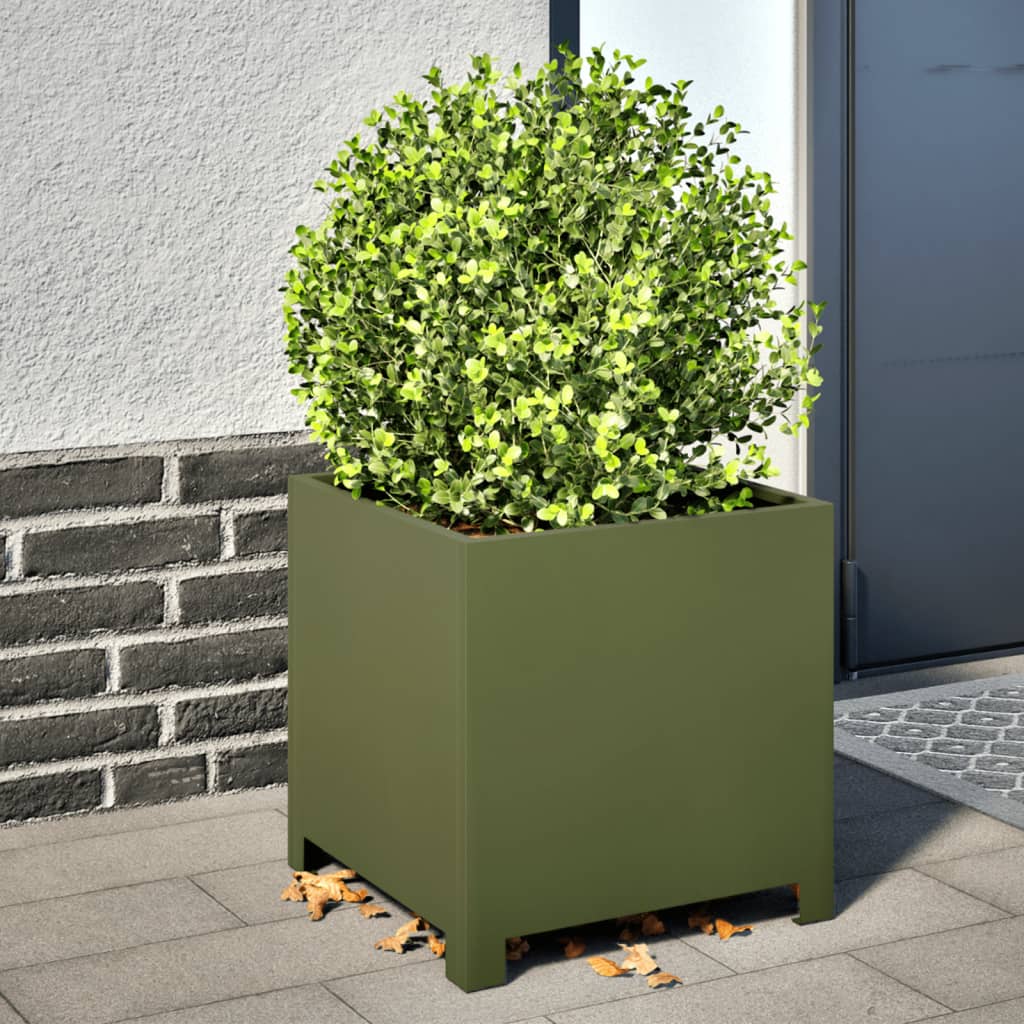 Plantenbak 40x40x40 cm staal olijfgroen - AllerleiShop