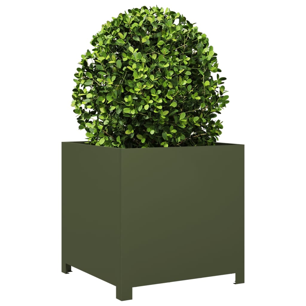 Plantenbak 50x50x50 cm staal olijfgroen - AllerleiShop