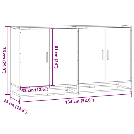 Dressoir 134x35x76 cm bewerkt hout zwart - AllerleiShop