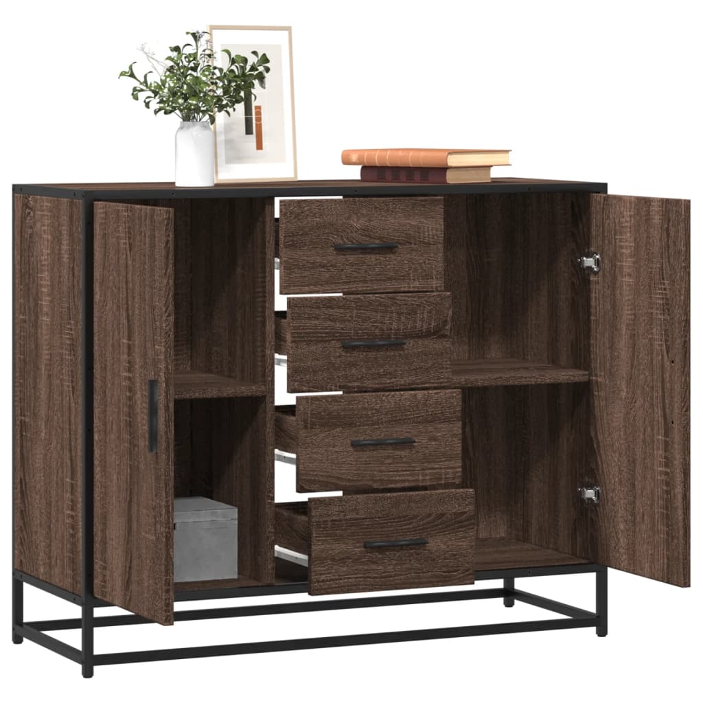 Dressoir 92x35x76 cm bewerkt hout bruin eikenkleurig - AllerleiShop