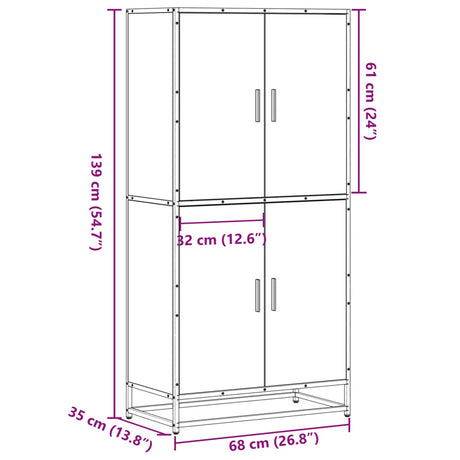 Hoge kast 68x35x139 cm bewerkt hout zwart - AllerleiShop