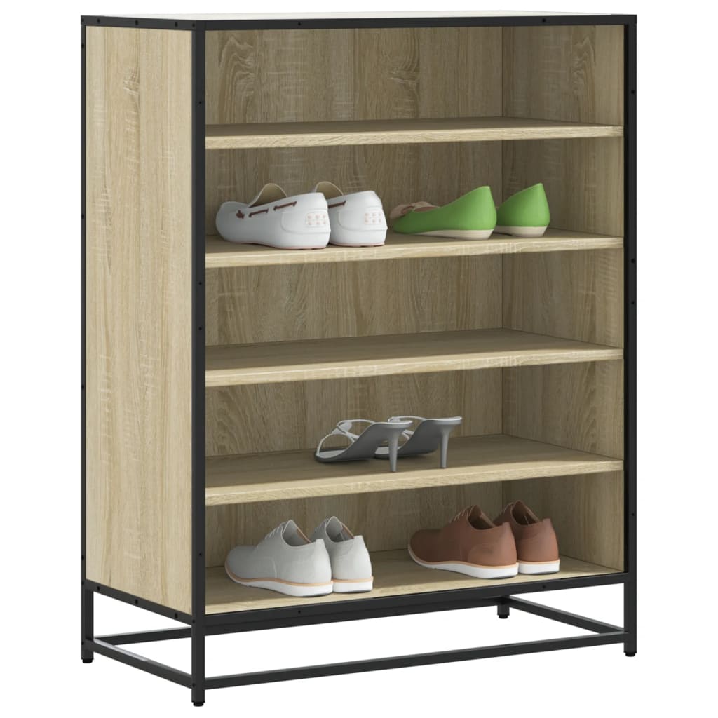 Schoenenkast 75x38x97,5 cm bewerkt hout en metaal sonoma eiken - AllerleiShop