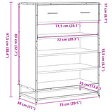 Schoenenkast 75x38x97,5 cm bewerkt hout en metaal gerookt eiken - AllerleiShop