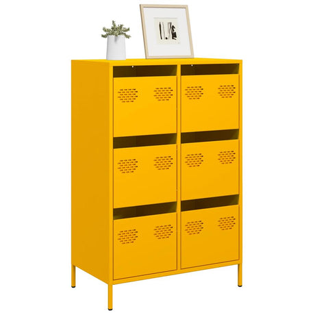 Hoge kast 68x39x101,5 cm staal mosterdgeel - AllerleiShop