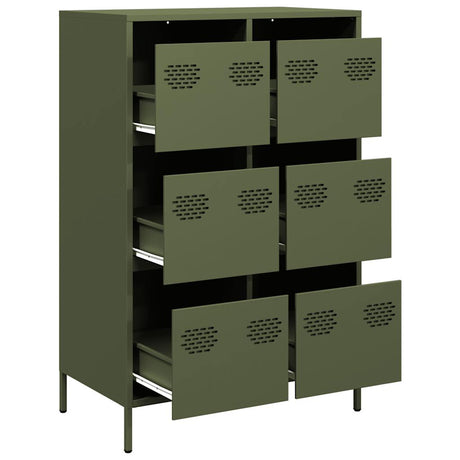 Hoge kast 68x39x101,5 cm staal olijfgroen - AllerleiShop