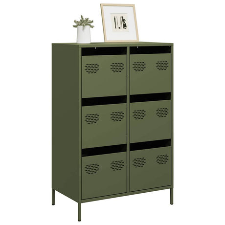 Hoge kast 68x39x101,5 cm staal olijfgroen - AllerleiShop