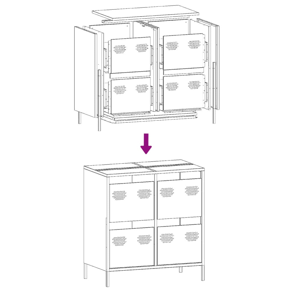 Dressoir 68x39x73,5 cm koudgewalst staal antracietkleurig - AllerleiShop