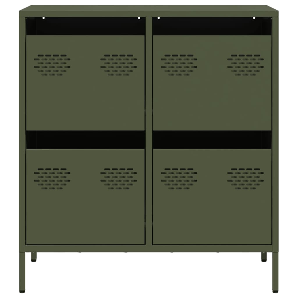 Dressoir 68x39x73,5 cm koudgewalst staal olijfgroen - AllerleiShop