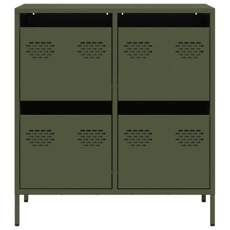 Dressoir 68x39x73,5 cm koudgewalst staal olijfgroen - AllerleiShop