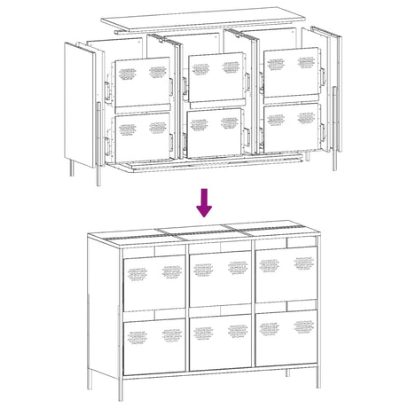 Dressoir 101,5x39x73,5 cm koudgewalst staal zwart - AllerleiShop