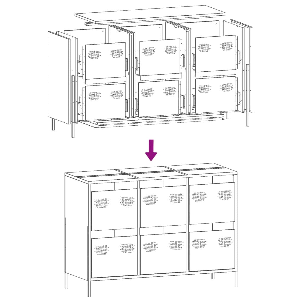 Dressoir 101,5x39x73,5 cm koudgewalst staal roze - AllerleiShop