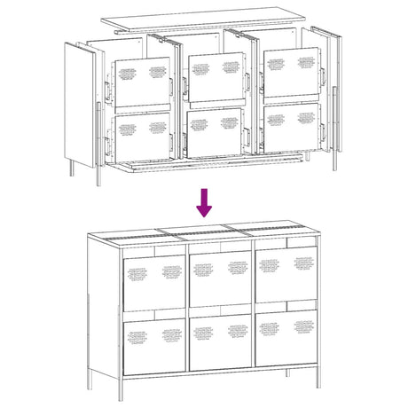 Dressoir 101,5x39x73,5 cm koudgewalst staal roze - AllerleiShop