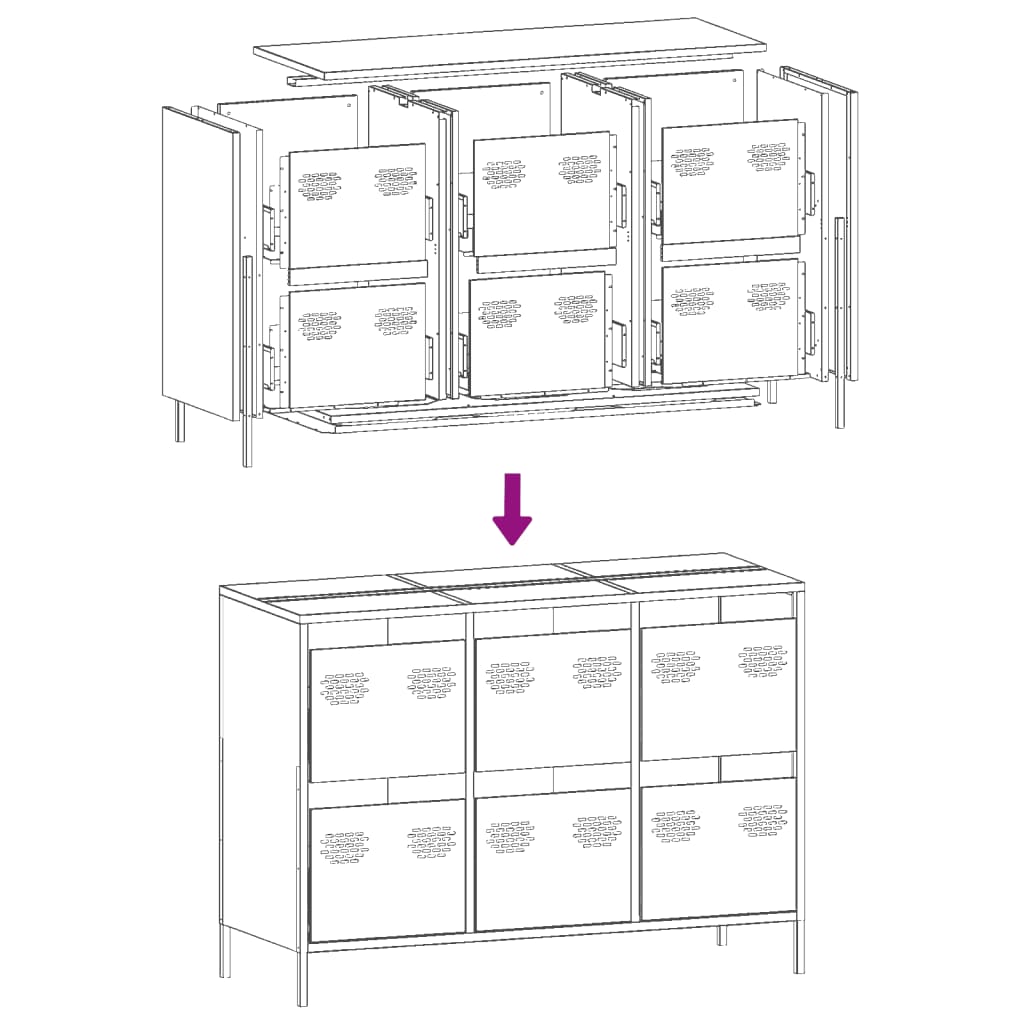 Dressoir 101,5x39x73,5 cm koudgewalst staal mosterdgeel - AllerleiShop