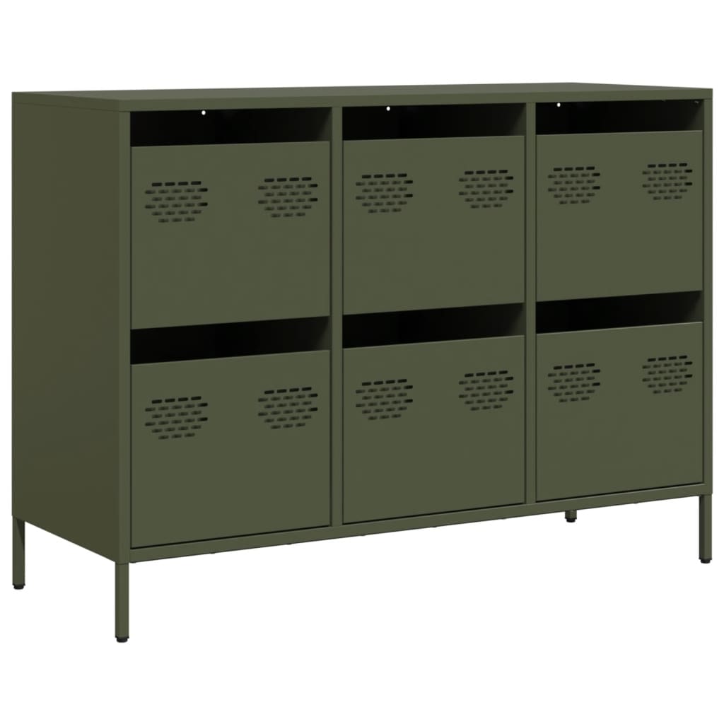 Dressoir 101,5x39x73,5 cm koudgewalst staal olijfgroen - AllerleiShop