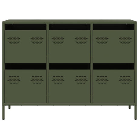 Dressoir 101,5x39x73,5 cm koudgewalst staal olijfgroen - AllerleiShop